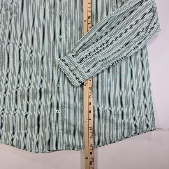 Cinch Button Shirt Mens M Mint Green Striped Western Cowboy Rodeo Long Sleeve - Picture 8 of 8